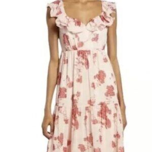 Chelsea28 Ruffle Floral Midi dress, Size M